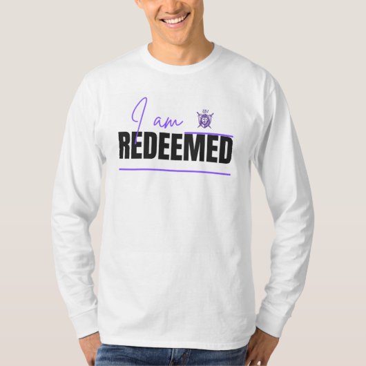 私はクリスチャン・イエス・長袖・シャツを贖われた Tシャツ (正面)