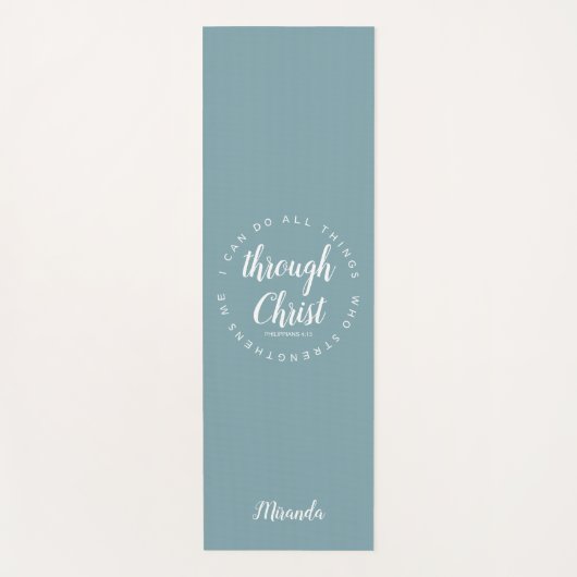 私はクリスチャン・ブルー・グリーンを通してすべてを行うことができる ヨガマット (正面)