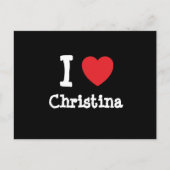 私はクリスティーナハートTシャツが大好き ポストカード (正面)