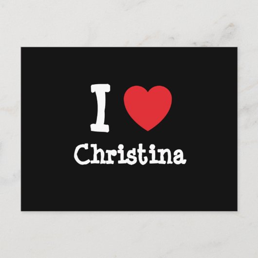 私はクリスティーナハートTシャツが大好き ポストカード (正面)