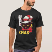 私はクリスマスおもしろい可愛い怒黒猫顔Pが大嫌い Tシャツ (正面)