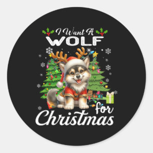 私はクリスマスかわいいギフトのためのオオカミが欲しいクリスマスcostum ラウンドシール