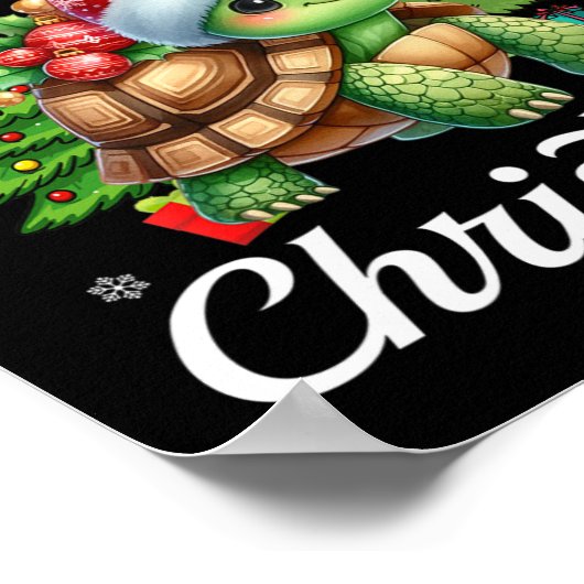 私はクリスマスかわいいギフトのための亀が欲しいクリスマス費用 ポスター (角)