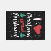 私はクリスマスが大好きで夫は雪の結晶クリスマス フリースブランケット (正面(横))