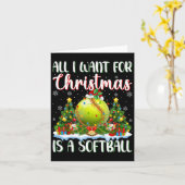 私はクリスマスにソフトボールのクリスマスツリーの光が欲しい カード (黄色い花)