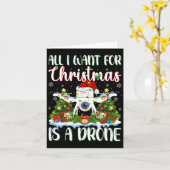 私はクリスマスにドローンのクリスマスツリーのライトが欲しい カード (黄色い花)