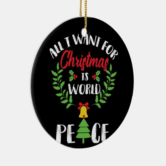私はクリスマスに世界平和が欲しい セラミックオーナメント (右)