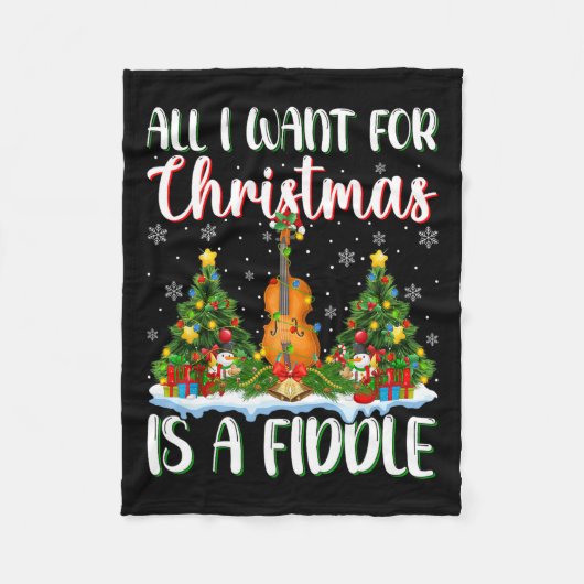 私はクリスマスに欲しいのはクリスマスツリーのライトをいじっている フリースブランケット (正面)