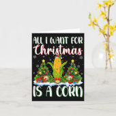 私はクリスマスに欲しいコーンクリスマスツリーのライト カード (黄色い花)