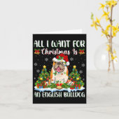 私はクリスマスに欲しい英語のブルドッグクリスマスTre カード (黄色い花)