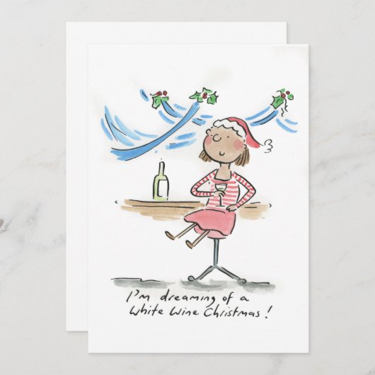 私はクリスマスに白ワインを飲む夢を見ている 招待状 (正面/裏面)
