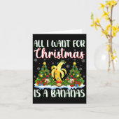 私はクリスマスに行きたいバナナクリスマスツリーのライト カード (黄色い花)