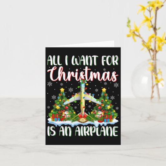 私はクリスマスに行きたい飛行機のクリスマスツリーの光 カード (黄色い花)