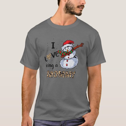 私はクリスマスのお母さん雪だるまが大好き Tシャツ (正面)