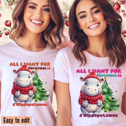 私はクリスマスのために欲しいすべてはカバである – Hippo Tシャツ