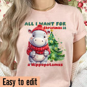 私はクリスマスのために欲しいすべてはカバである – Hippo Tシャツ