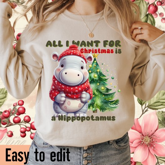私はクリスマスのために欲しいすべてはカバである – Hippo Tシャツ