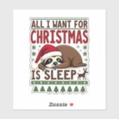私はクリスマスのために欲しいすべては睡眠である – おもしろいクリスマススロ シール (シート)