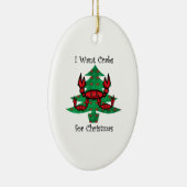 私はクリスマスのためのカニがほしいと思います セラミックオーナメント (右)