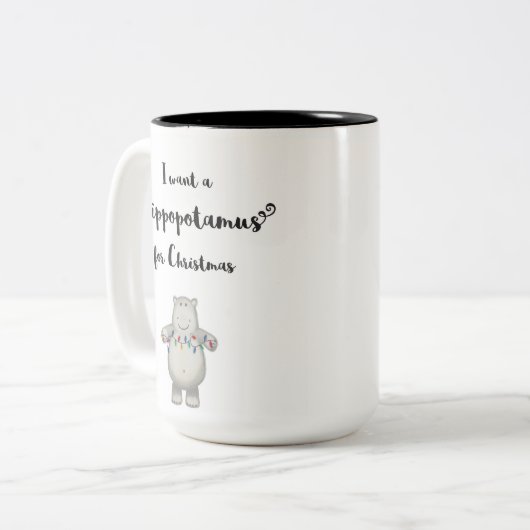 私はクリスマスのためのカバ-マグがほしいと思います ツートーンマグカップ (正面左)