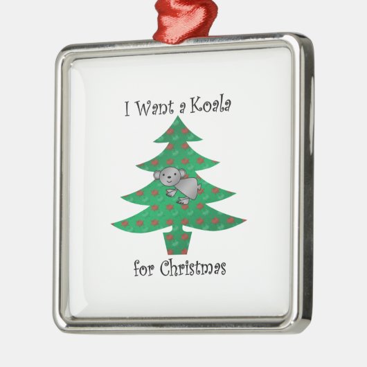 私はクリスマスのためのコアラがほしいと思います メタルオーナメント (左)