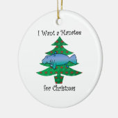 私はクリスマスのためのマナティーがほしいと思います セラミックオーナメント (左)