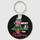私はクリスマスのカバのクリスマスHippo キーホルダー (正面)