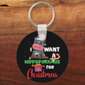 私はクリスマスのカバのクリスマスHippo キーホルダー (正面)