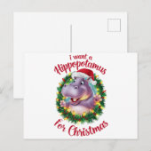 私はクリスマスのカバのクリスマスHippo シーズンポストカード (正面/裏面)