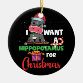 私はクリスマスのカバのクリスマスHippo セラミックオーナメント