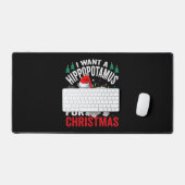 私はクリスマスのカバのクリスマスHippo デスクマット (キーボード&マウス)