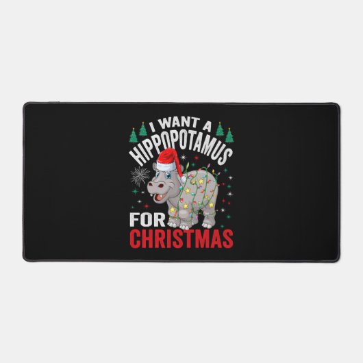 私はクリスマスのカバのクリスマスHippo デスクマット (正面)