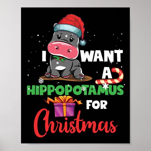 私はクリスマスのカバのクリスマスHippo ポスター (正面)