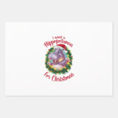 私はクリスマスのカバのクリスマスHippo ラッピングペーパーシート (正面)