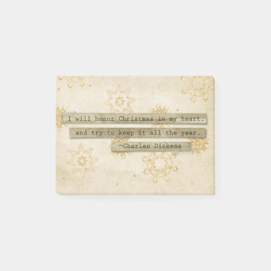 私はクリスマスのチャールズ・ディケンズの雪片に名誉を与えます ポストイット (正面)