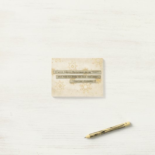 私はクリスマスのチャールズ・ディケンズの雪片に名誉を与えます ポストイット (デスク上)