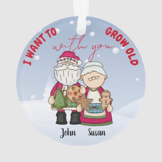 私はクリスマスのパーソナライズであなたと一緒に年を取りたい オーナメント (裏面)