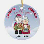 私はクリスマスのパーソナライズであなたと一緒に年を取りたい セラミックオーナメント (正面)