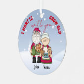 私はクリスマスのパーソナライズであなたと一緒に年を取りたい メタルオーナメント (正面左)