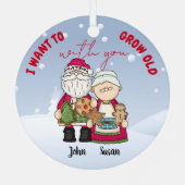 私はクリスマスのパーソナライズであなたと一緒に年を取りたい メタルオーナメント (裏面)