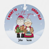 私はクリスマスのパーソナライズであなたと一緒に年を取りたい メタルオーナメント (正面)