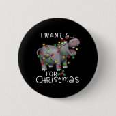 私はクリスマスのヒッポクリスマス3のためのヒッポタマスが欲しい 缶バッジ (正面)