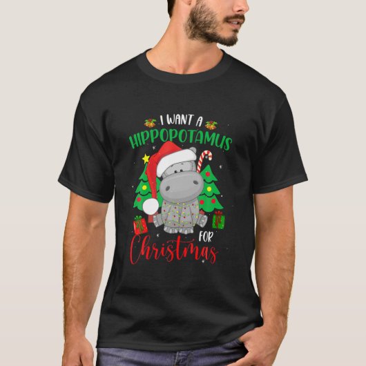 私はクリスマスのヒッポタマスおもしろいが欲しい Tシャツ (正面)