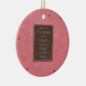 私はクリスマスのピンクのブラウンのデザインに名誉を与えます セラミックオーナメント (右)
