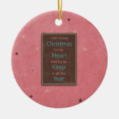 私はクリスマスのピンクのブラウンのデザインに名誉を与えます セラミックオーナメント (正面)