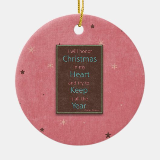私はクリスマスのピンクのブラウンのデザインに名誉を与えます セラミックオーナメント (正面)