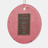 私はクリスマスのピンクのブラウンのデザインに名誉を与えます セラミックオーナメント (左)
