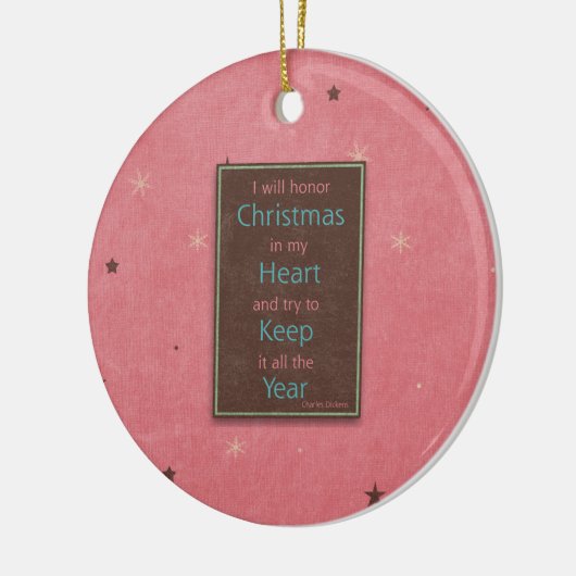 私はクリスマスのピンクのブラウンのデザインに名誉を与えます セラミックオーナメント (左)