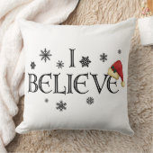 私はクリスマスの枕雪片及びサンタの帽子を信じます クッション (ブランケット)