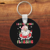 私はクリスマスの歯科医のクリスマスFloをフロス時に会う キーホルダー (正面)